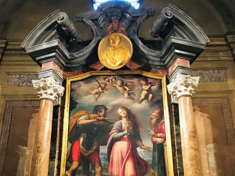 Santa Lucia dipinta da Guglielmo Caccia per la basilica di San Michele a Pavia